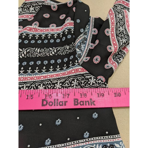 S SMALL New Ann taylor LOFT blouse Tunic Top floral flower multi red blue black - Picture 6 of 9
